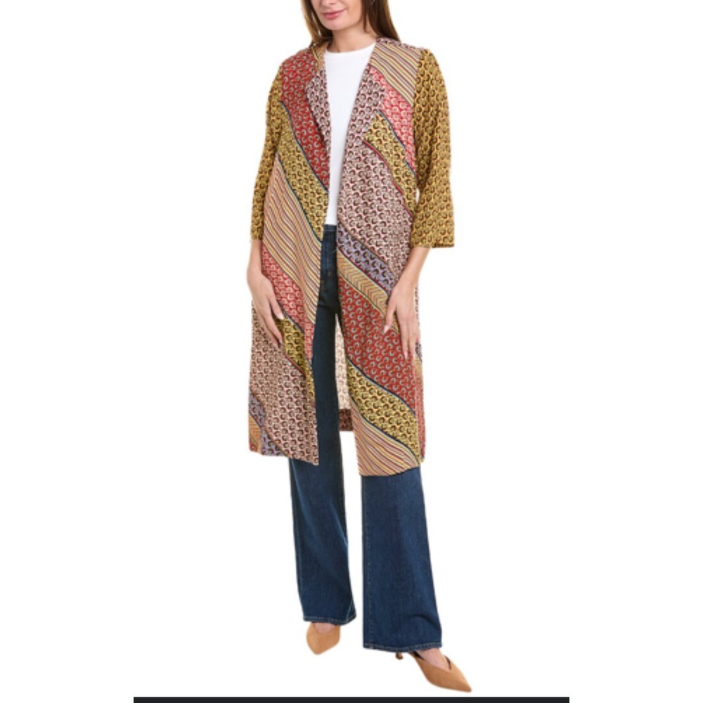 Cabi XS Poet Jacket Kimono Duster Patchwork Mixed‎ Print Belted Viscose - Picture 9 of 9